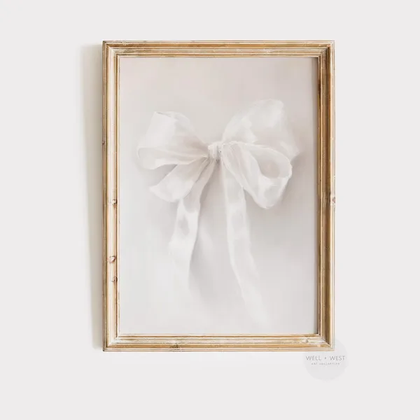 White Bow Coquette Aesthetic Art Print, Girly Decor