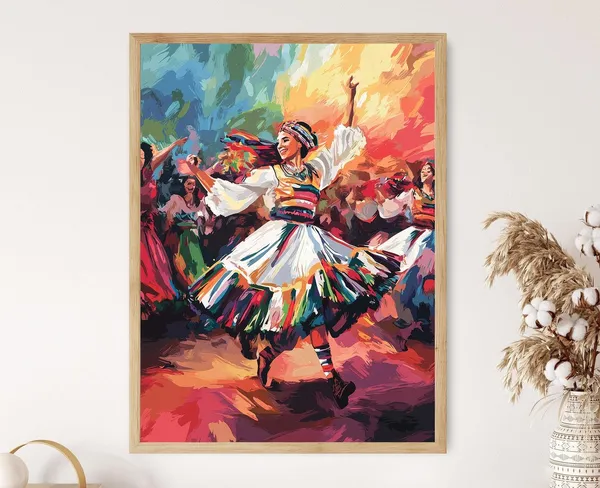 Romanian Dance Festival Hora Dance, Art Print
