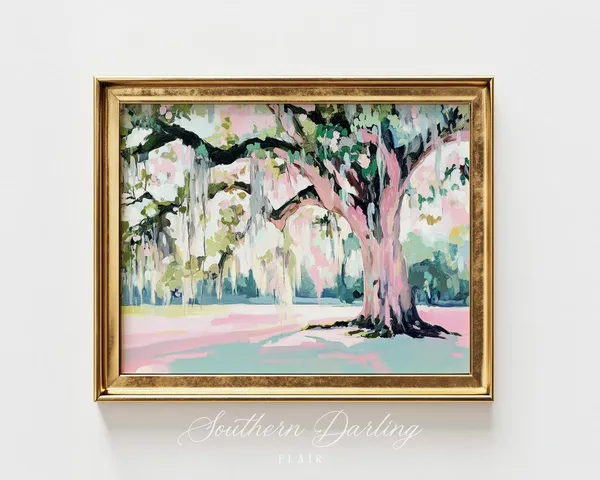 Pastel Live Oak Tree Painting, Southern Landscape