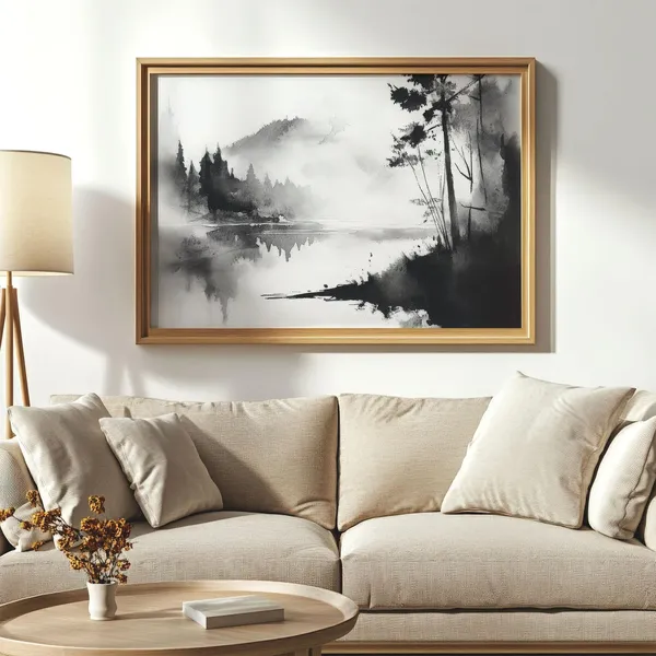 Black And White Watercolor Landscape Art Print