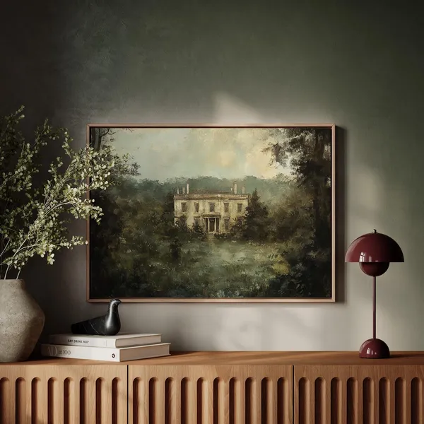 Abandoned Mansion Vintage Gothic Landscape Art Print
