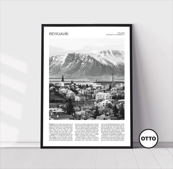 Reykjavik Travel Poster, Iceland Cityscape Art