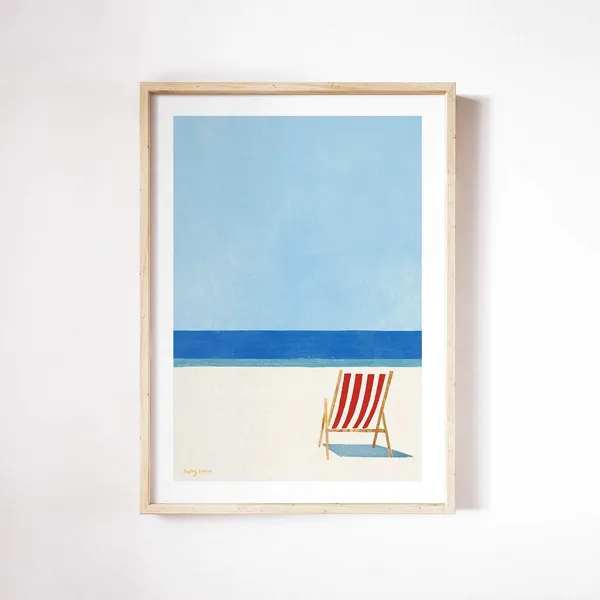 Deckchair Seaside by Henry Rivers, Coastal Travel Poster