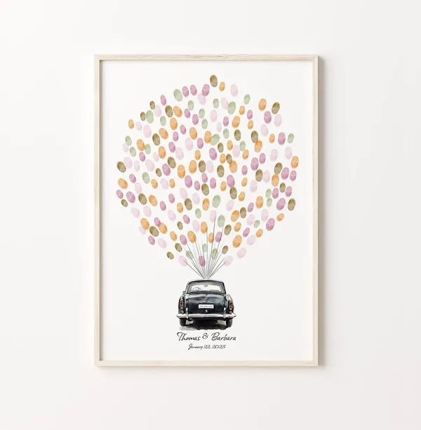 Luxury Car Fingerprint Guest Book Wedding Art Print