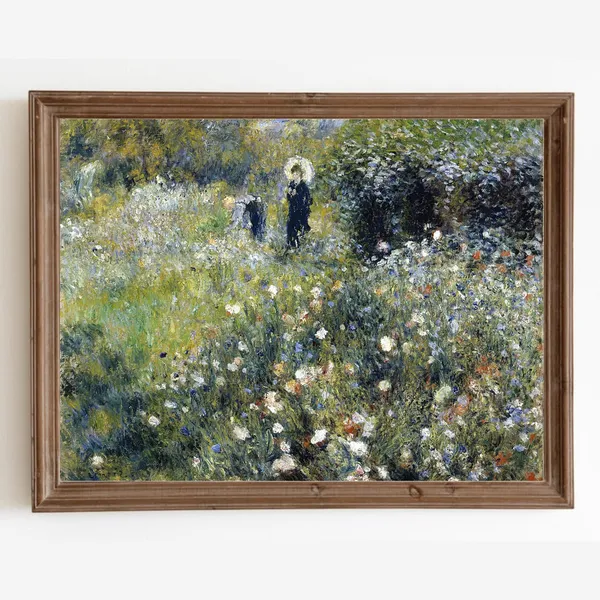 Vintage Garden Painting, French Country Landscape Art Print