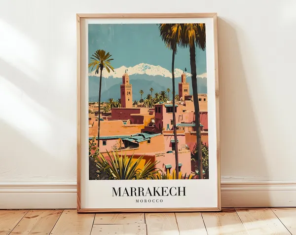 Marrakech Travel Poster, Personalized Morocco Art Print