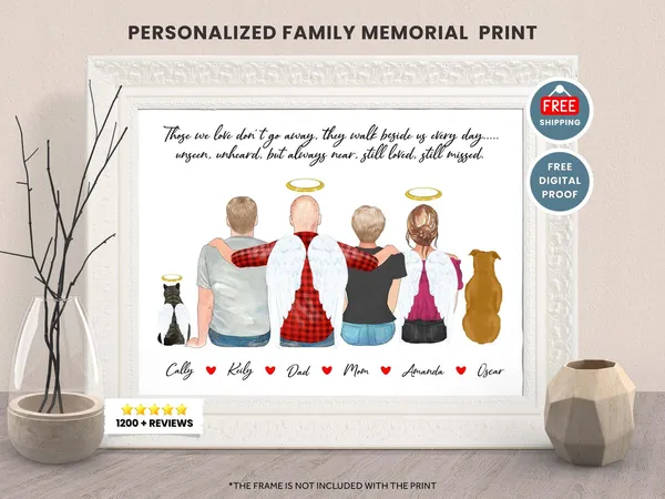 Family Memorial Print, Daughter In Heaven Art Print