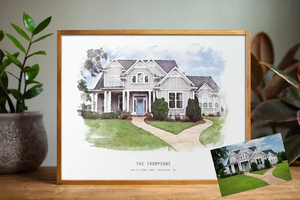 Custom Watercolor House Portrait, Housewarming Art Print
