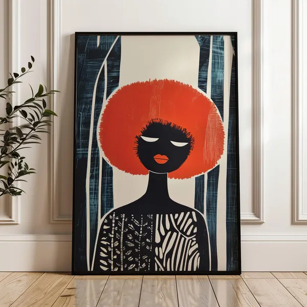 Red and Black Poster Girl Print, African Woman