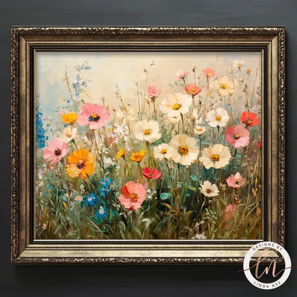 Wildflower Field Floral Decor Wall Art Print