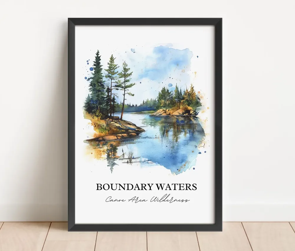 Boundary Waters MN Watercolor Travel Poster, Minnesota - Image 2
