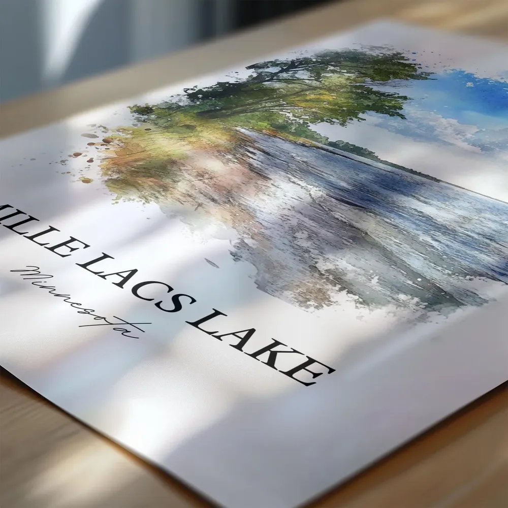 Mille Lacs Lake, Minnesota Watercolor Travel Poster - Image 6