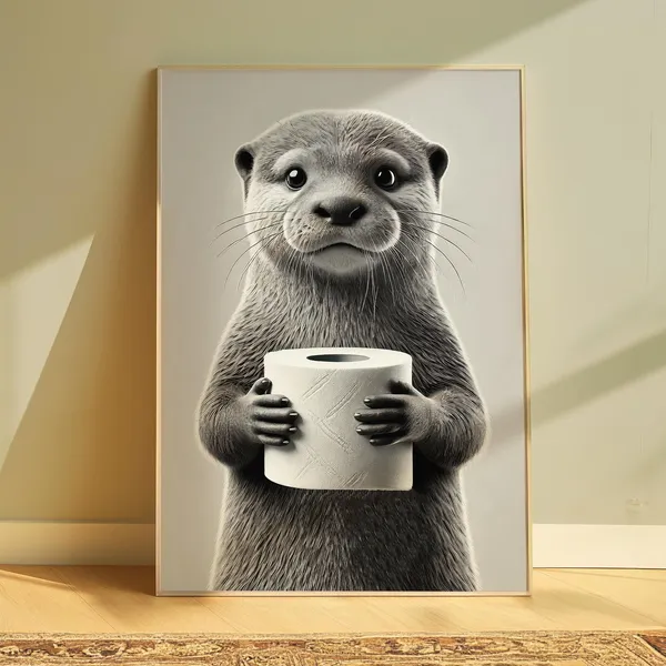 Otter Print, Maximalist Bathroom Wall Art