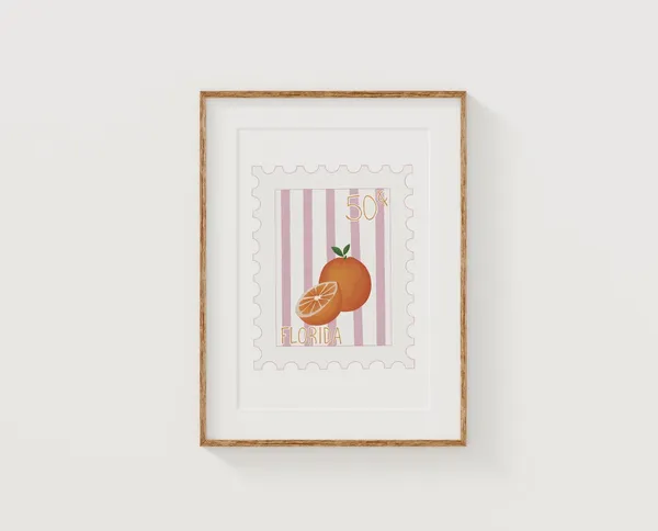 Florida Postage Stamp Travel Poster, Room Decor