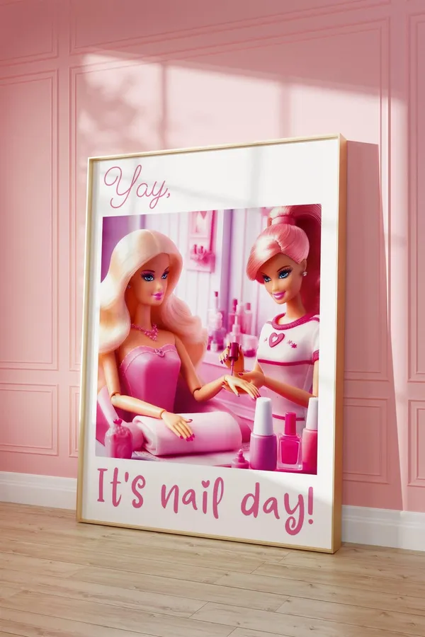 Pink Nail Salon Girly Beauty Decor Art Print