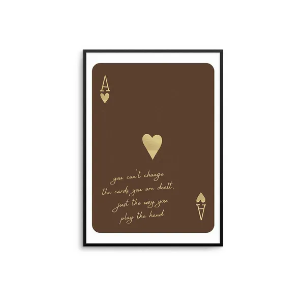 Ace Of Hearts Brown And Gold Wall Art Poster