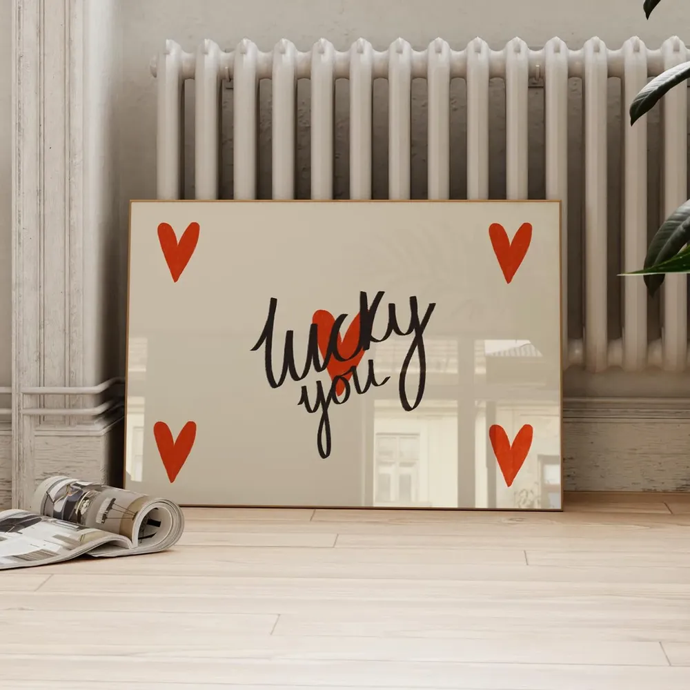 Lucky You Poster, Cute Landscape Love Hearts