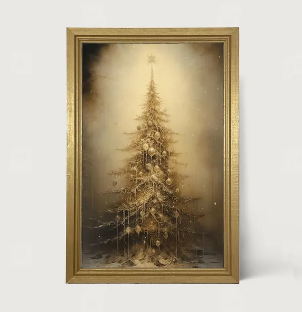 Adorned Christmas Tree Festive Winter Art Print