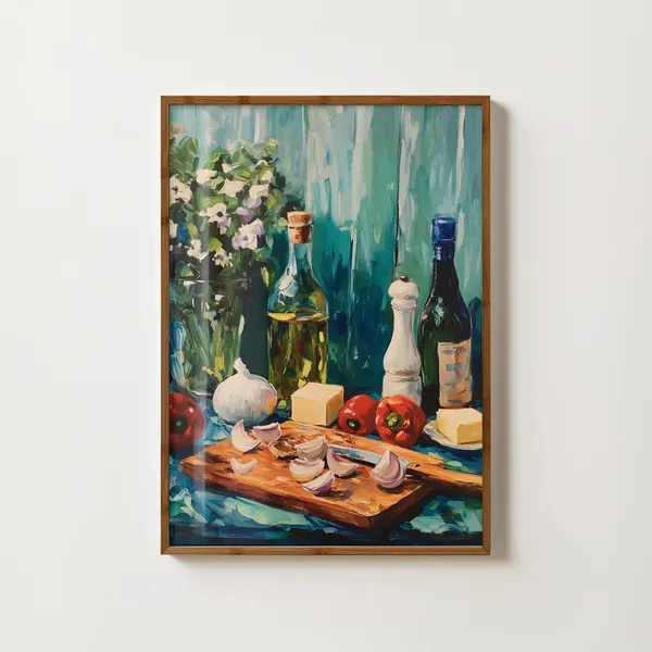 Italian Cooking and Garlic Kitchen Food Art Print