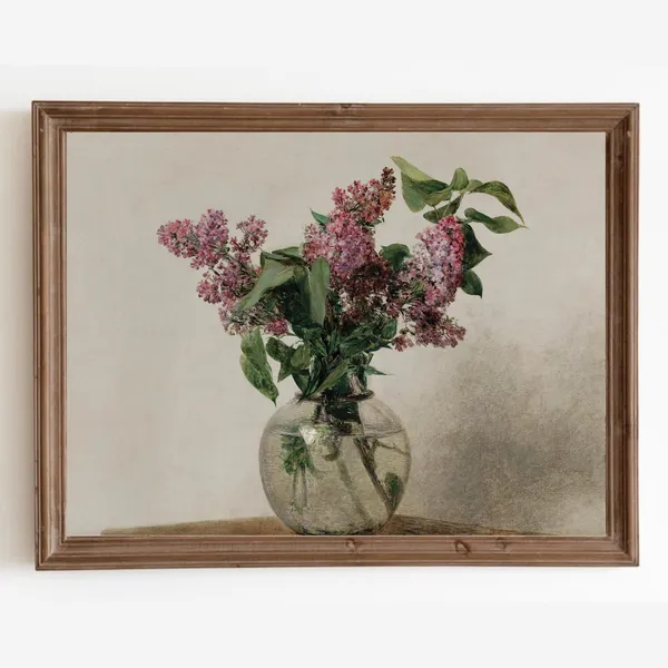 Vintage Lilac Antique Floral Still Life Art Print