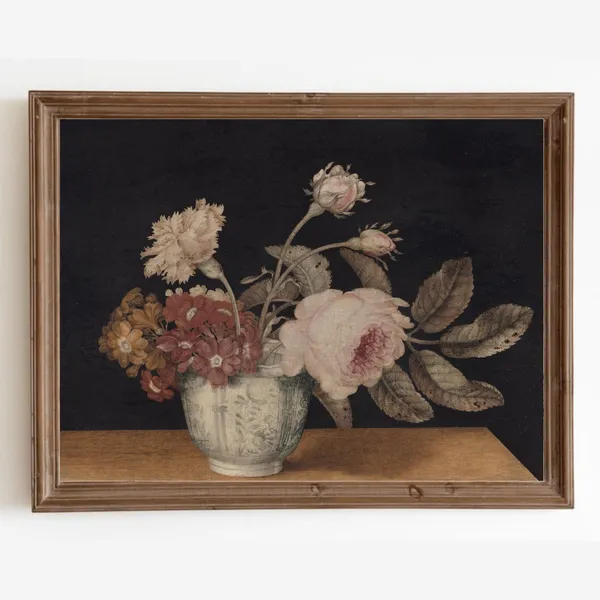 Vintage Floral Bouquet Art Print, Antique Floral