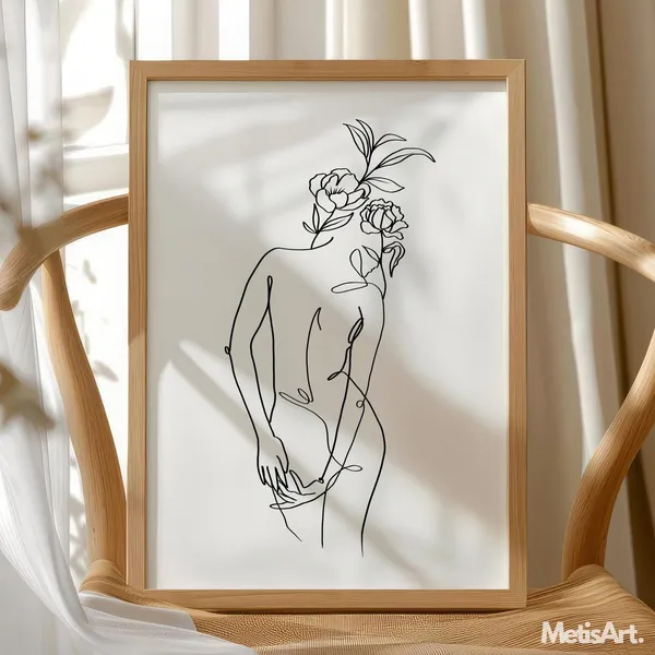 Woman Back Line Art Print, Minimalist Figure Drawing