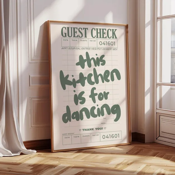 Kitchen Is For Dancing Neutral Dorm Wall Art Print
