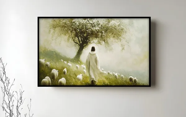Jesus Shepherd Oil Painting, Christian Wall Art