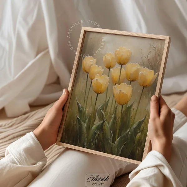 Yellow Tulips Vintage Botanical Art Print