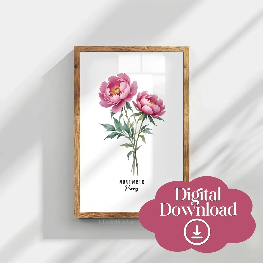 November Peony Watercolor Botanical Art Print