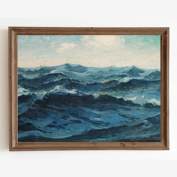 Vintage Ocean Seascape Oil Painting Art Print