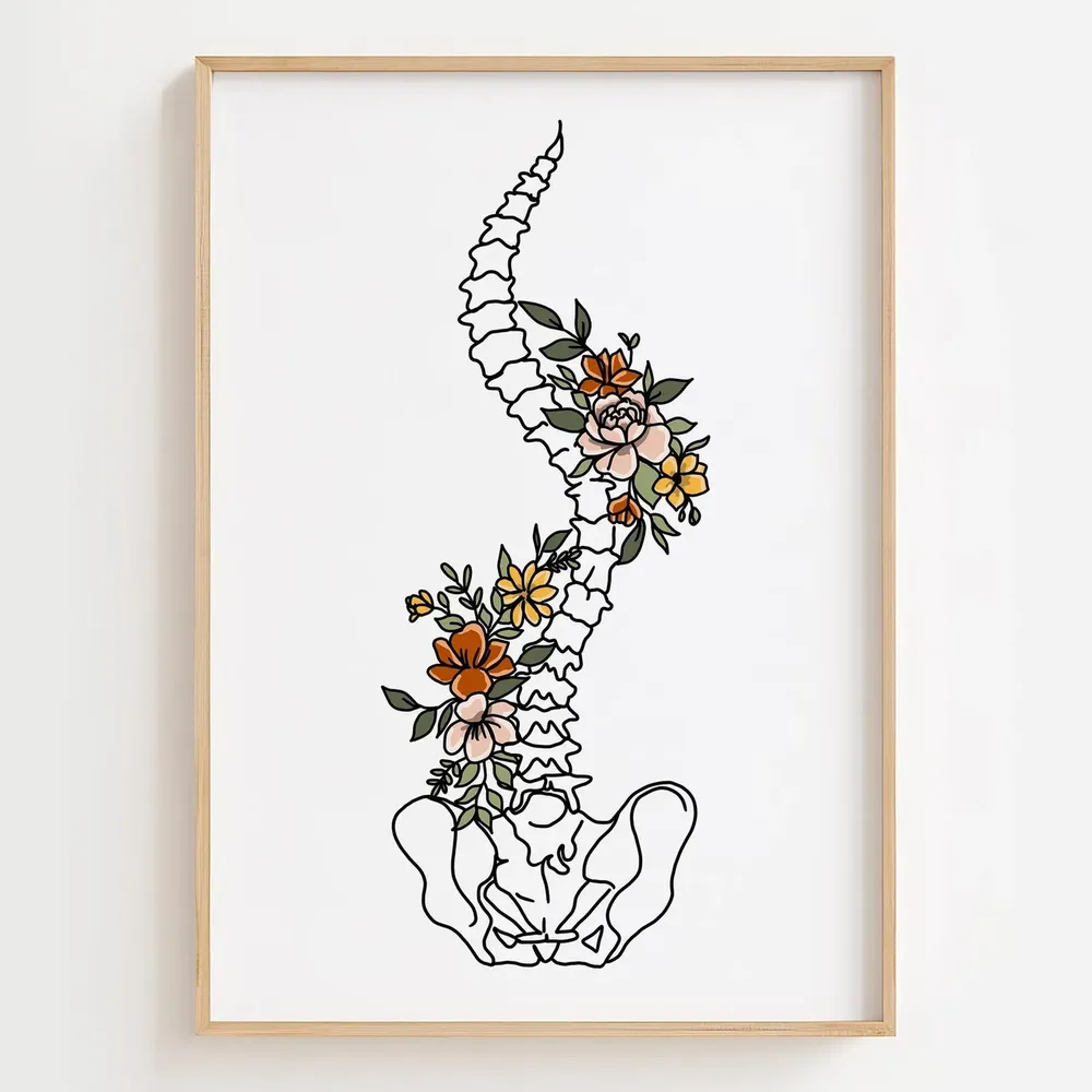 Floral Spine Art Print, Chiropractic Office Decor