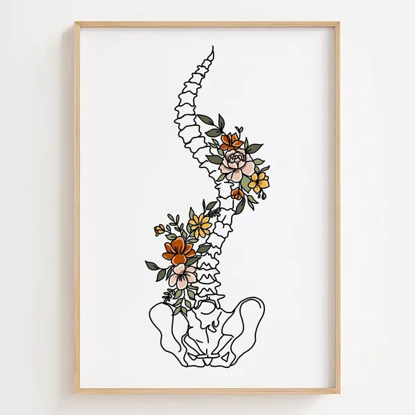 Floral Spine Art Print, Chiropractic Office Decor