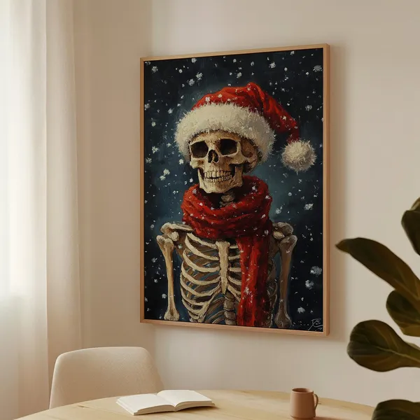 Skeleton Christmas Gothic Holiday Wall Art Print