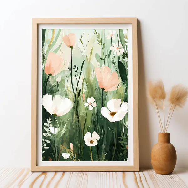 Floral Meadow Whispers Art Print, Boho Floral