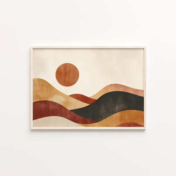Abstract Terracotta Landscape Art Print, Modern Boho