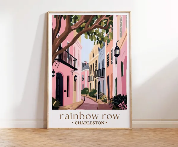 Charleston Rainbow Row, South Carolina Art Print