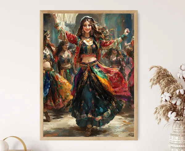 Lebanese Dabke Dance Illustration, Middle Eastern Art Print
