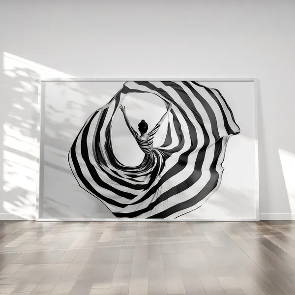 Ballerina Line Art, Minimalist Monochrome Art Print