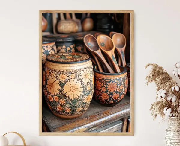 Russian Birch Bark Boxes Folk Craft Art Print