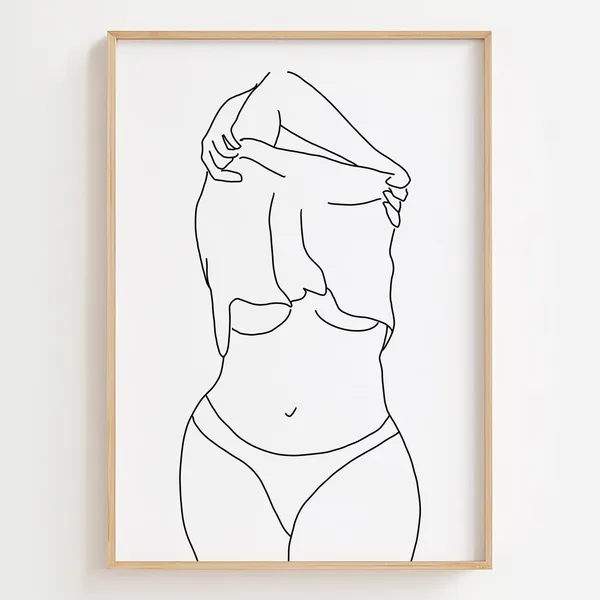 Curvy Woman Line Art Print, Minimalist Diversity