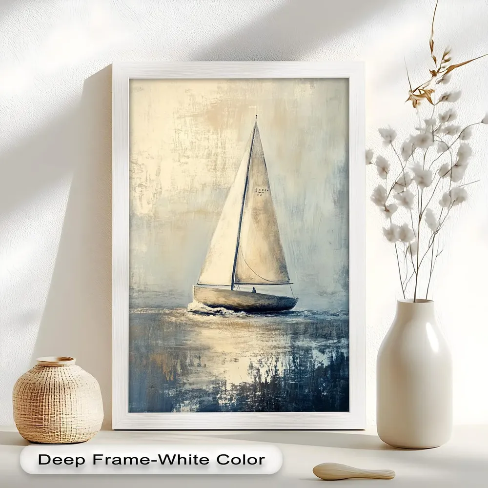 Sailboat Oil Painting, Vintage Maritime Art Print