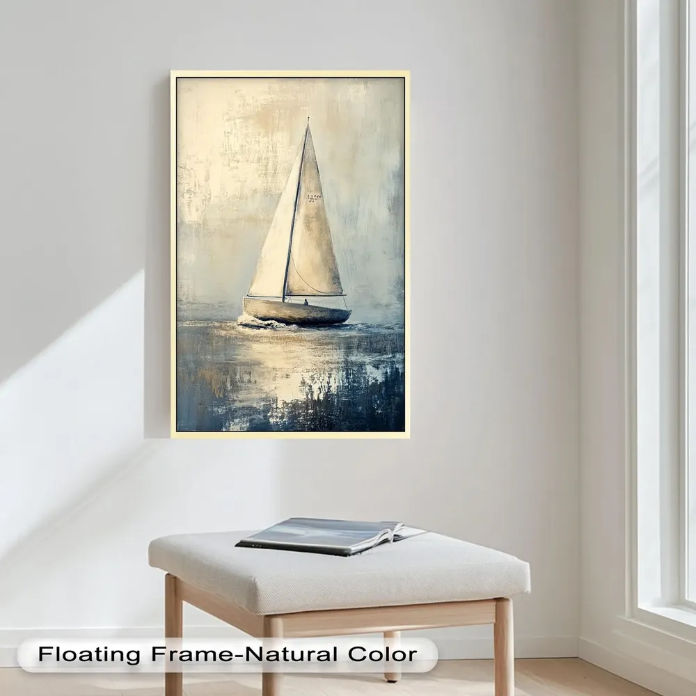 Sailboat Oil Painting, Vintage Maritime Art Print - Image 3