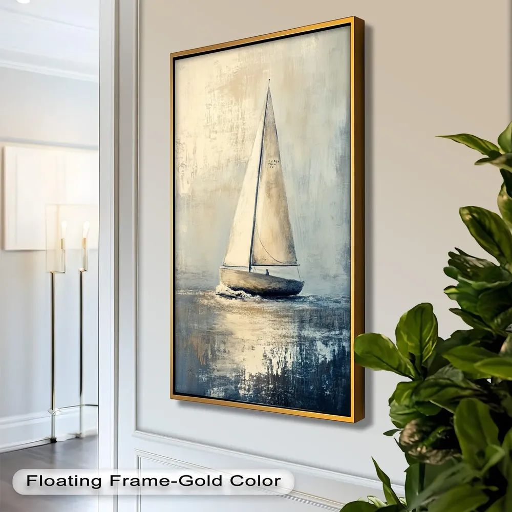 Sailboat Oil Painting, Vintage Maritime Art Print - Image 2
