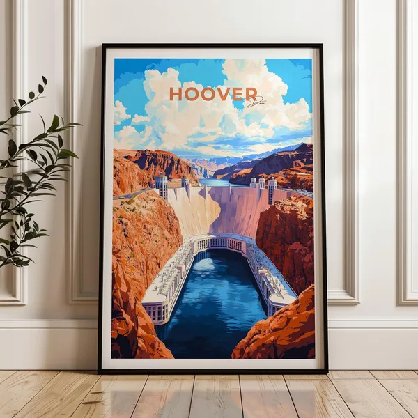 Hoover Dam Travel Poster, Nevada Wall Art Print