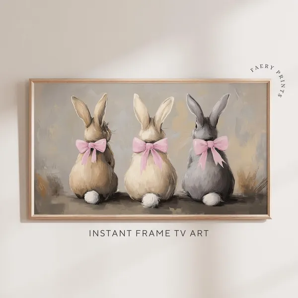 Easter Bunny TV Art Rabbit Frame, Spring Farmhouse