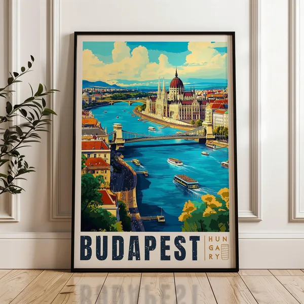 Budapest Travel Poster, Hungary Wall Art Print