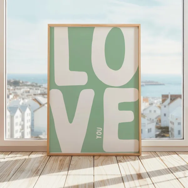 Love You Minimalist Poster, Bold Typography Art