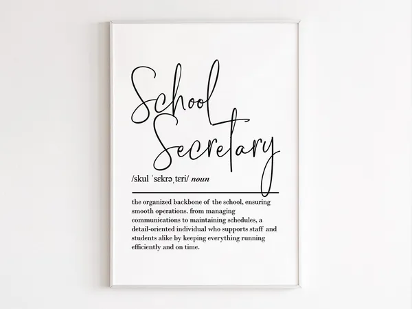 School Secretary Definition Art Print, Office Thank You