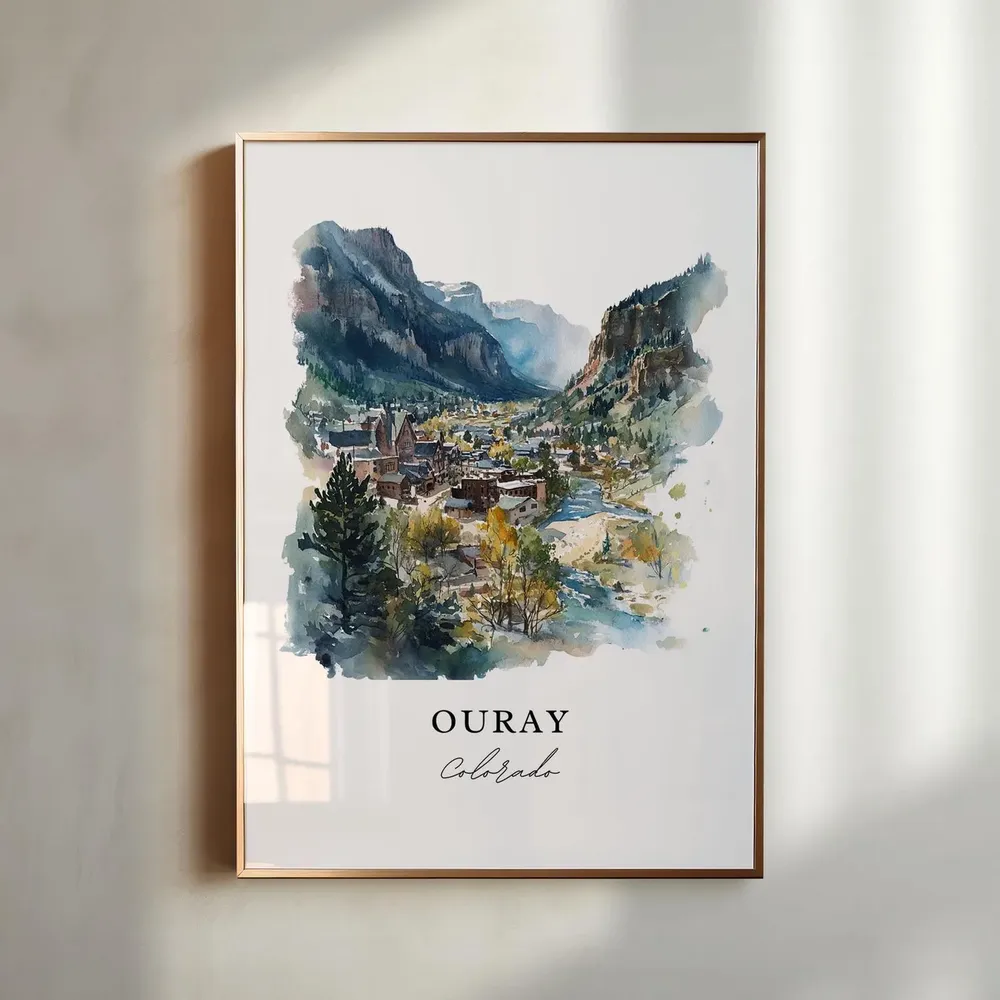 Ouray, CO Watercolor Travel Poster Art Print